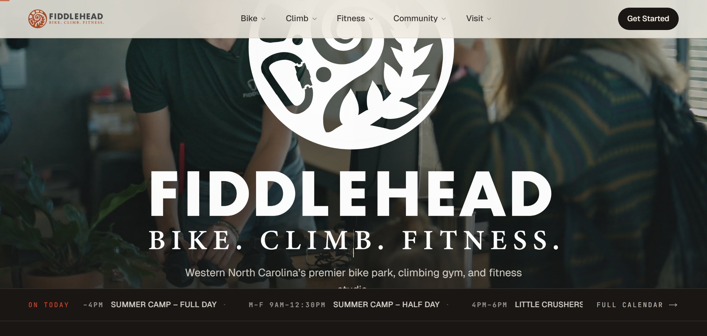 Fiddlehead Bike Climb Fitness website &mdash; recreation and fitness web design by LuminArch