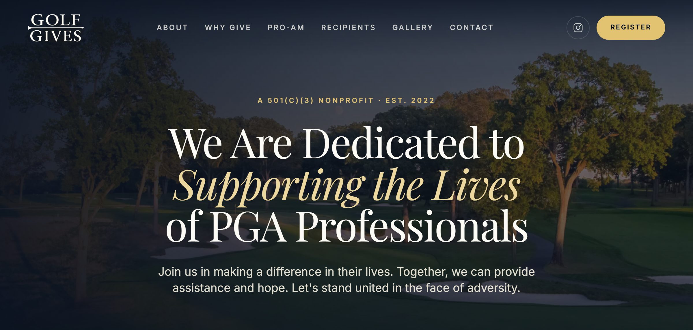 Golf Gives Foundation website by LuminArch