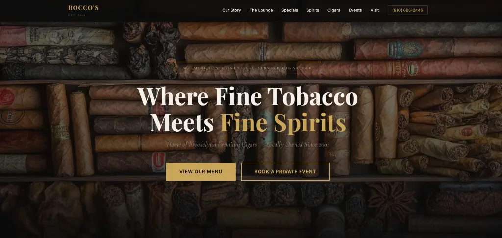 Rocco's Cigar Bar website by LuminArch