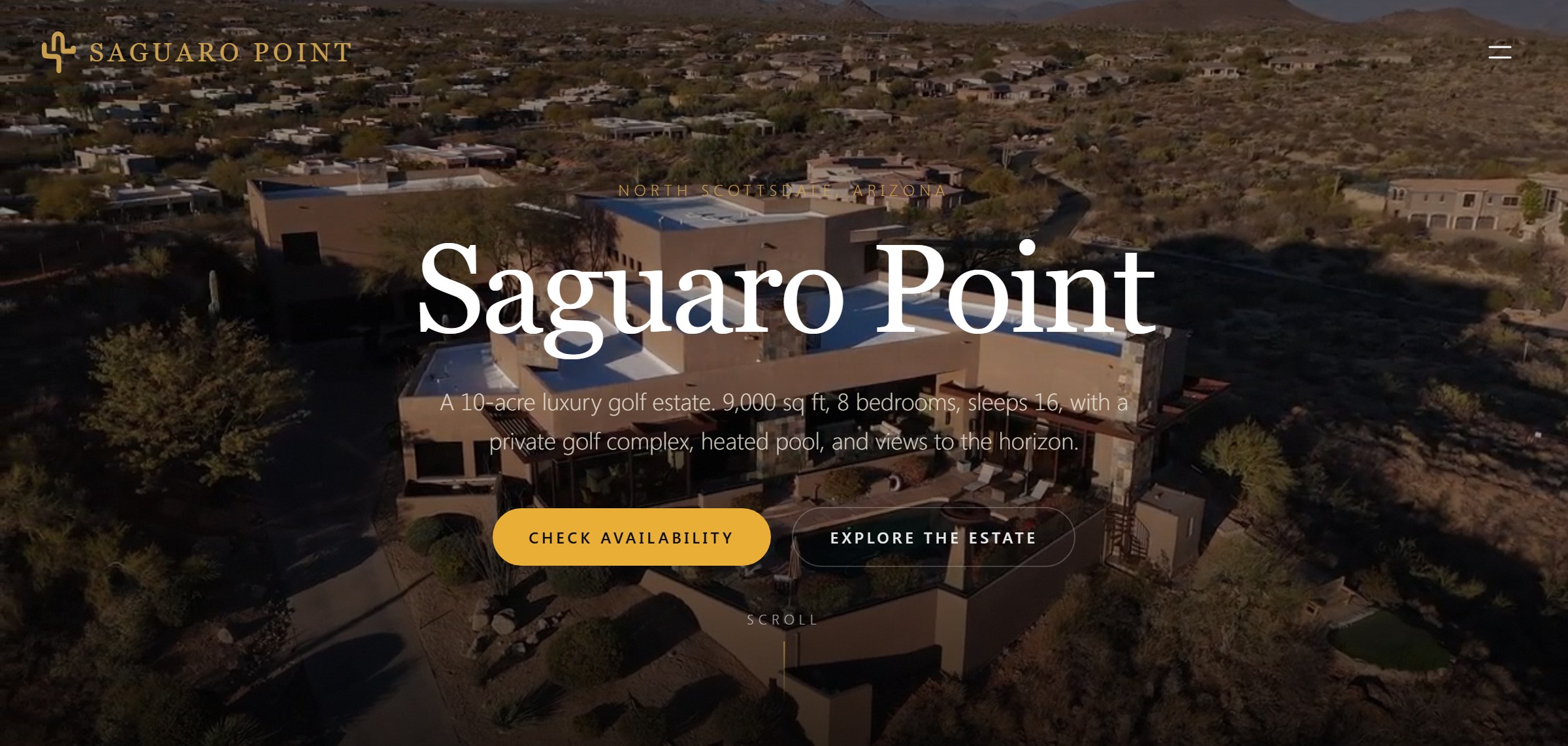 Saguaro Point Estate website &mdash; luxury vacation rental web design by LuminArch